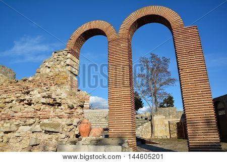 Ruins in old  Nesebar town, Black sea, Bulgaria