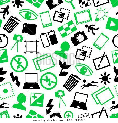 Photography And Camera Theme Simple Icons Seamless Pattern Eps10