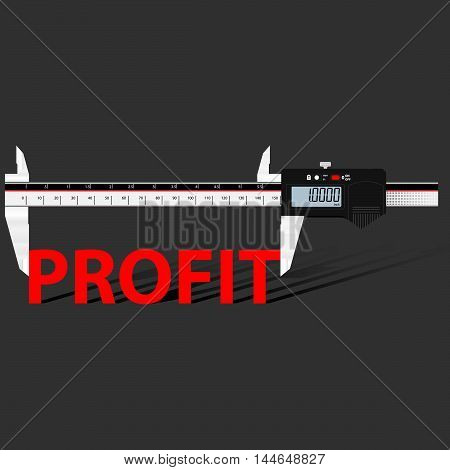 Abstract business background with digital slide gauge and title Profit.