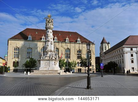 View of the townsquare of Buda old town Hungary