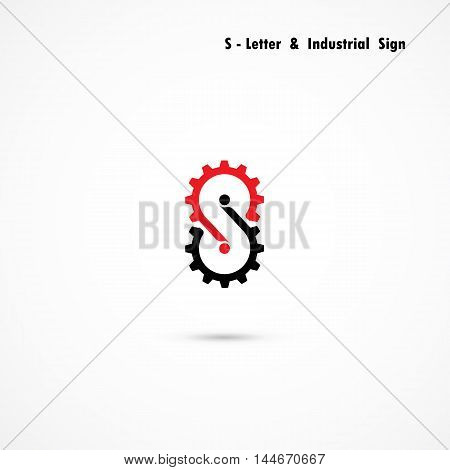 S-letter and gear icon design vector template.S-alphabet vector design.Business and industrial creative symbol.Vector illustration