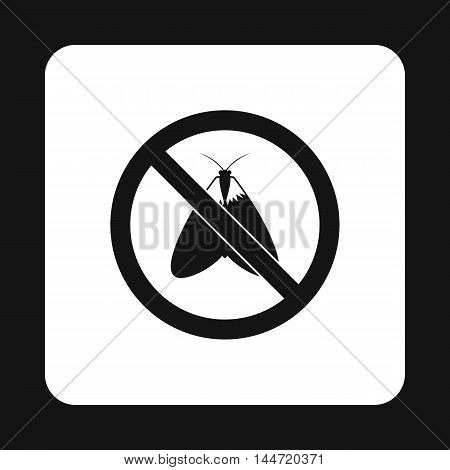 Prohibition sign moth icon in simple style isolated on white background. Warning symbol