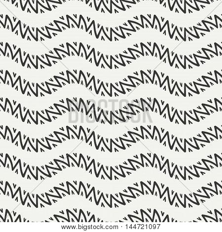 Tribal hand drawn line geometric mexican ethnic seamless pattern. Border. Wrapping paper. Doodles. Vintage tiling. Handmade native vector illustration. Wave background. Ink graphic texture