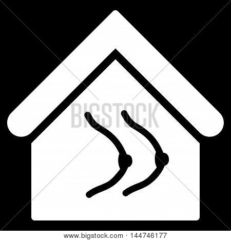 Erotics House icon. Glyph style is flat iconic symbol, white color, black background.