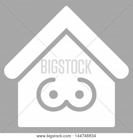 Strip Bar icon. Glyph style is flat iconic symbol, white color, silver background.