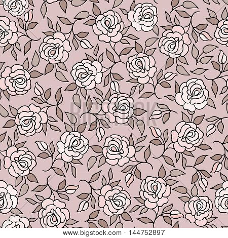 Floral pattern Flower rose ornamental background Flourish texture with summer flower bouquet. Gentle floral tiled wallpaper