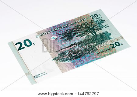 20 centimes bank note of Congo. Centimes on of the currencies of Congo