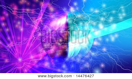 抽象全颜色背景的气泡，闪电、 火花和奇妙的影响