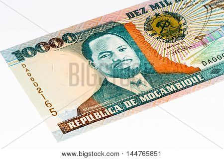 10000 Mozambican escudos bank note. Mozambican escudo is former currency of Mozambique