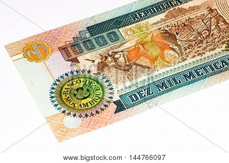10000 Mozambican escudos bank note. Mozambican escudo is former currency of Mozambique