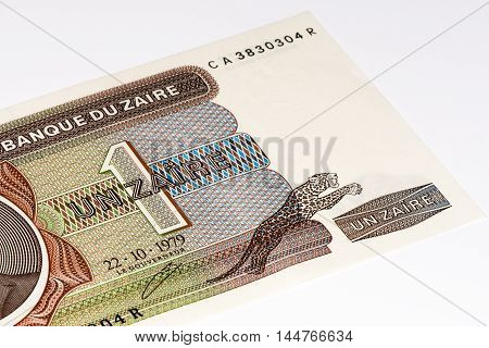 1 Zaire bank note. Zaire is the national currency of Zaire
