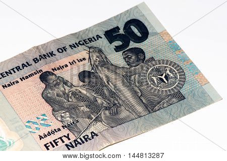 50 Nigerian naira bank note. Nigerian naira is the main currency of Nigeria