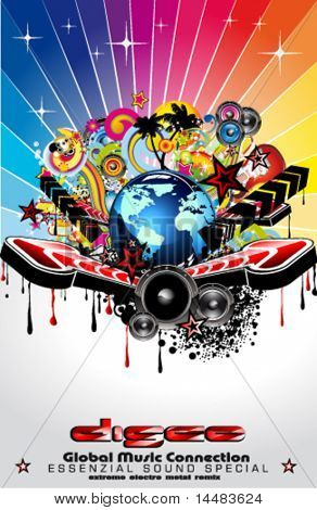 Música global evento abstrato para Disco Flyers