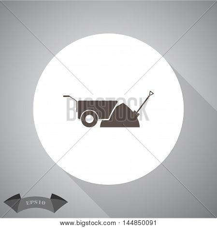 Construction wheelbarrow with sand and Shovel vector icons