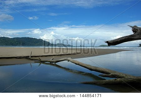 Breathtaking View of  Merubetiri national park seaside Jember Indonesia