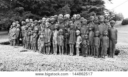 LIDICE, CZECH REPUBLIC - CIRCA JUNE 2013: The Childrens War Victims Monument in the place where was destroyed village of Lidice, circa in June 2013.