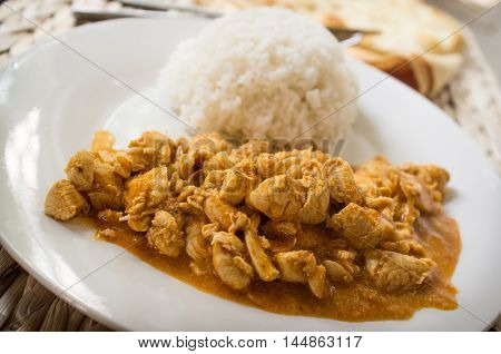 Authentic Indian cuisine Tikka Masala served with jasmin rice