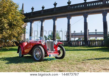 Potsdam Germany - August 27 2016: Retro car at the open motor Rally Hamburg-Berlin Klassik the date of August 25-27