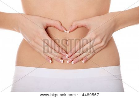 Perfekten schönen Körper des jungen Mädchens, Isolatedon einen weißen Hintergrund