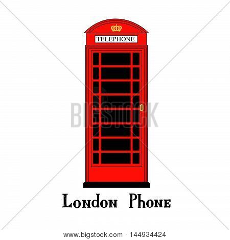 London city phone Famous London red telephone box. English landmark The Great Britain sightseeing design element. Travel England icon