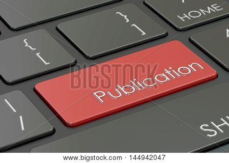 publication button red key on keyboard. 3D rendering