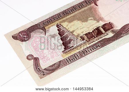0.5 Iraqi dinar bank note. Iraqi dinar is the national currency of Iraq