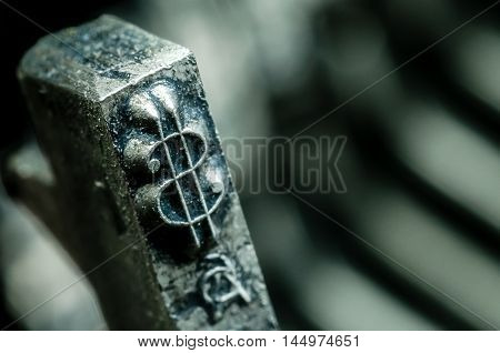 Dollar Symbol Of An Old Typewriter Typebars