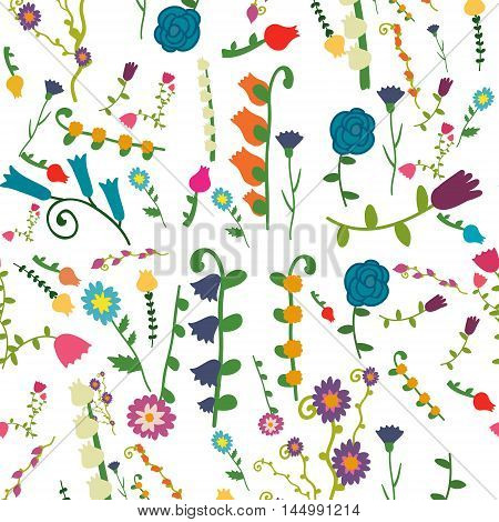 Vector seamless flat floral pattern. Decoration of rooms wrapping paper decoration floristry and cafe wallpaper stationery illustration.