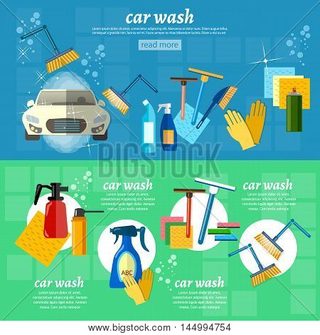 Car wash automatic car washing machine car care vector illustration