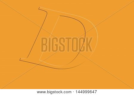 English Alphabet Capital D merged with yellow background.