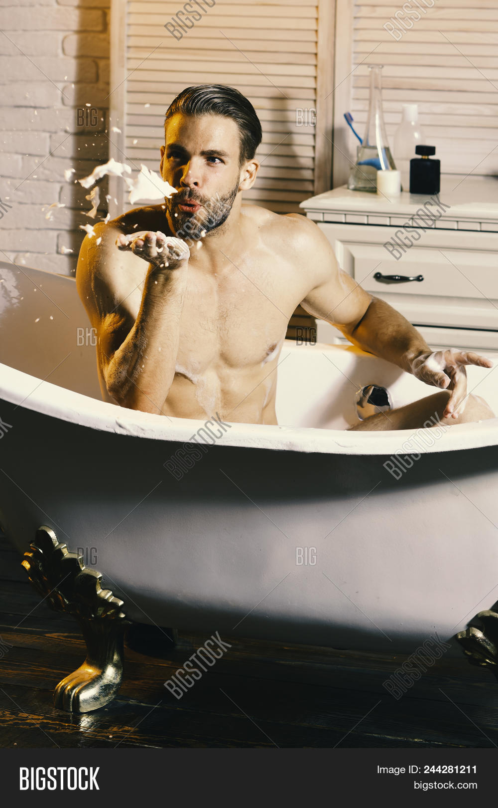 bath foam man beard image photo free trial bigstock