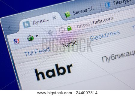Ryazan, Russia - June 05, 2018: Homepage Of Habr Website On The Display Of Pc, Url - Habr.com