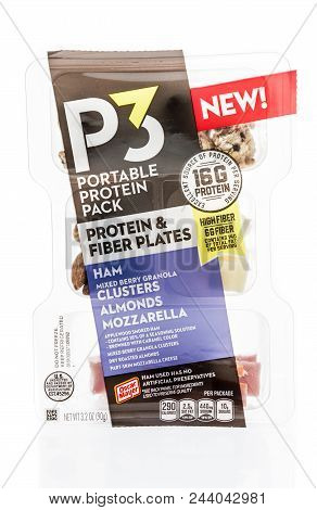Winneconne - 1 June 2018: A Package Of P3 Portable Protein Pack With Ham, Almonds, Mixed Berry Grano