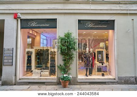 MILAN, ITALY - CIRCA NOVEMBER, 2017: shopfront of a Blumarine shop in Milan.