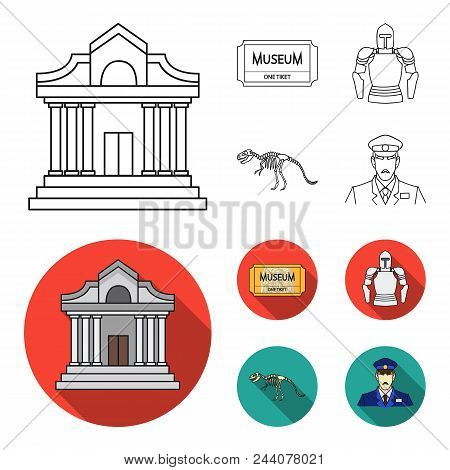 Picture, Sarcophagus Of The Pharaoh, Walkie-talkie, Crown. Museum Set Collection Icons In Outline, F
