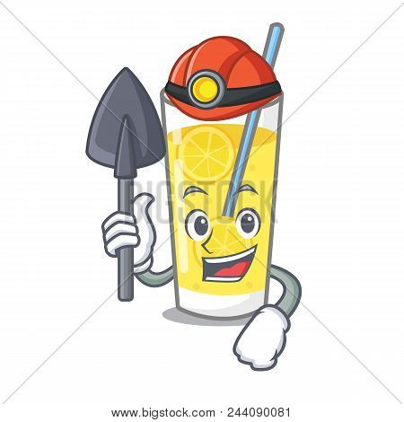 Miner Lemonade Mascot Cartoon Style Vector Illustration
