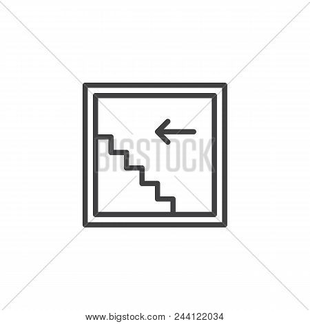 Evacuation Stairs Pointer Outline Icon. Linear Style Sign For Mobile Concept And Web Design. Stairs 