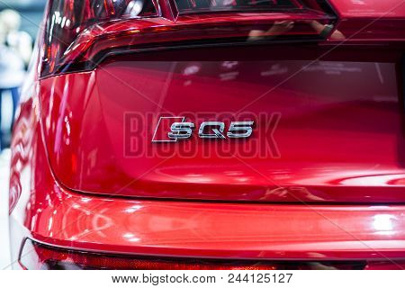 Minsk, Belarus May 2018 Logo On Auto During Autoexhibition