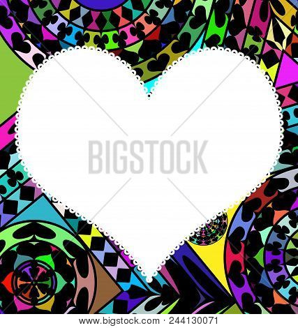 Abstract Colored Background Image Of Frame Consisting Of Lines And Figures With White Abstract Empty