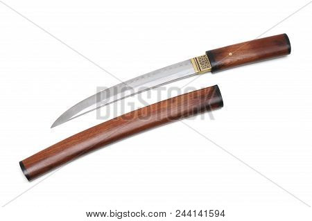 Aigushi Or Tanto Short Japanese Sword With Scabbard Isolated In White Backgroundaigushi Or Tanto Sho