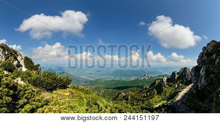 Panoramic View From The Great Rozsutec Hill In The Vratna Valley At The National Park Mala Fatra, Sl