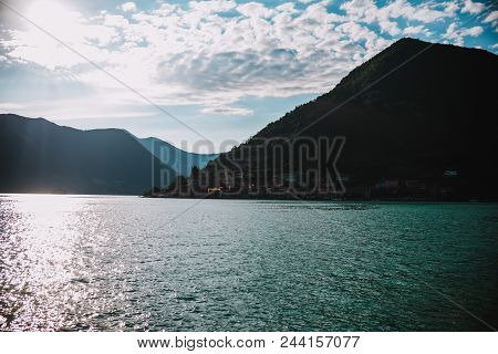 Panorama View Of Lake Iseo In Lombardy, Italy
