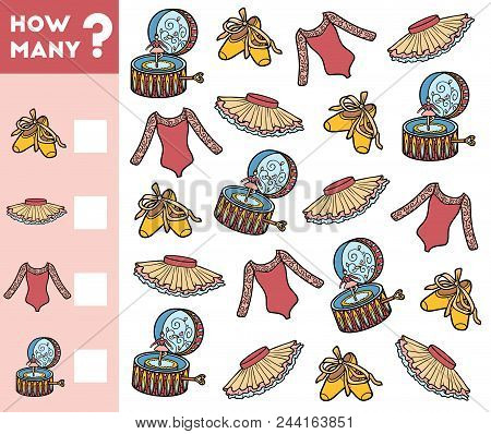 Counting Game For Preschool Children. Educational A Mathematical Game. Count How Many Objects For A 