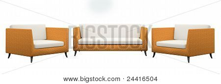 Satz der beiden Sessel und Sofa, Isolated On White Background