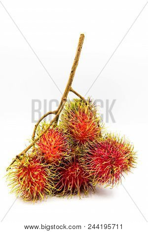 Rambutan, Negrito, Semang, Sweet Thai Fruit . Isolated On White Background
