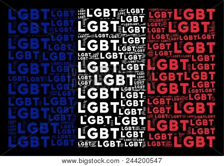 French Republic Flag Collage Combined Of Lgbt Text Elements On A Black Background. Vector Lgbt Text 