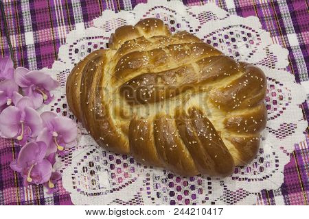 Bread Is Sweet, Sweet, Aromatic, Unusual In Shape Hallah Is A Jewish Traditional Festive