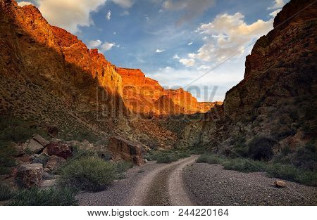 Canyon In The Desert At Sunset