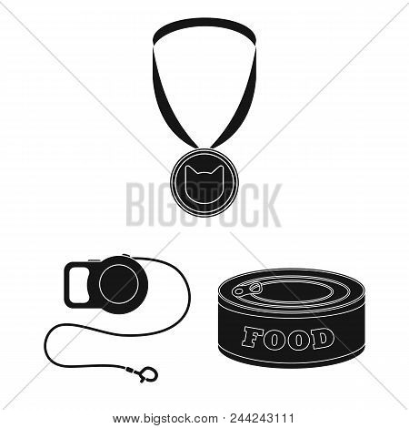 An Animal Cat Black Icons In Set Collection For Design. Caring For A Cat Vector Symbol Stock  Illust