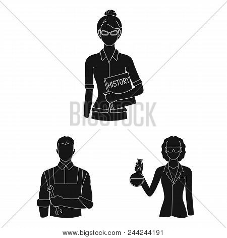 People Of Different Professions Black Icons In Set Collection For Design. Worker And Specialist Vect